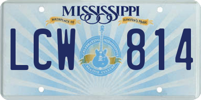 MS license plate LCW814