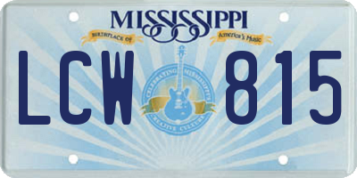 MS license plate LCW815