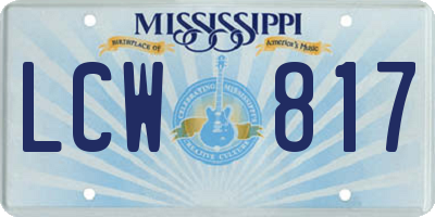 MS license plate LCW817