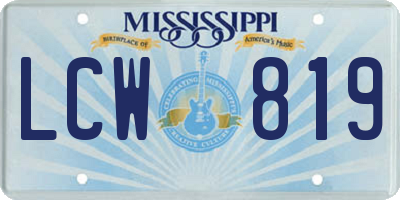MS license plate LCW819