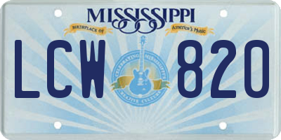 MS license plate LCW820