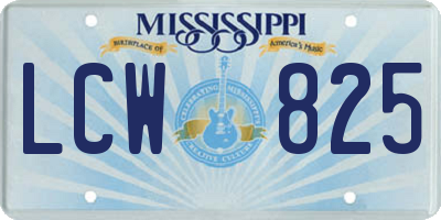 MS license plate LCW825