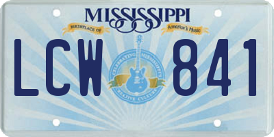 MS license plate LCW841