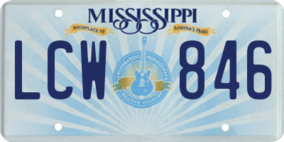 MS license plate LCW846