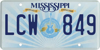 MS license plate LCW849