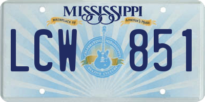 MS license plate LCW851