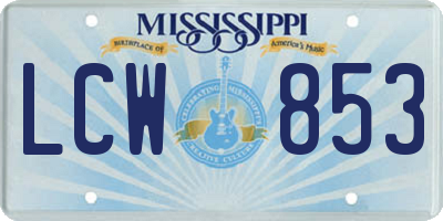 MS license plate LCW853