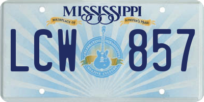 MS license plate LCW857