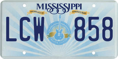 MS license plate LCW858