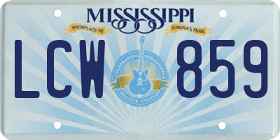 MS license plate LCW859