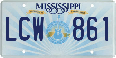 MS license plate LCW861
