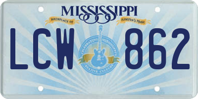 MS license plate LCW862