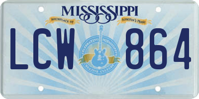 MS license plate LCW864