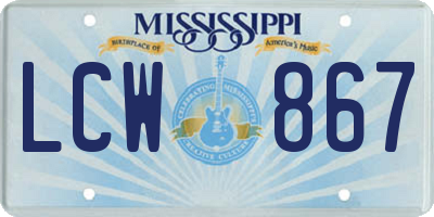 MS license plate LCW867