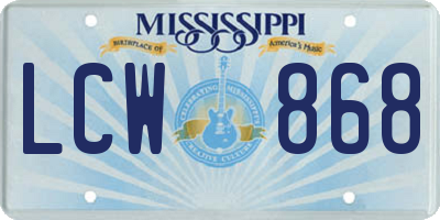 MS license plate LCW868
