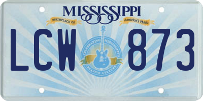 MS license plate LCW873