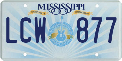 MS license plate LCW877