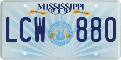 MS license plate LCW880