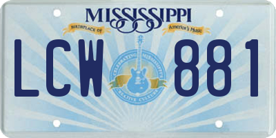 MS license plate LCW881