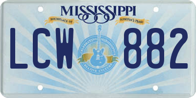 MS license plate LCW882