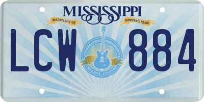 MS license plate LCW884