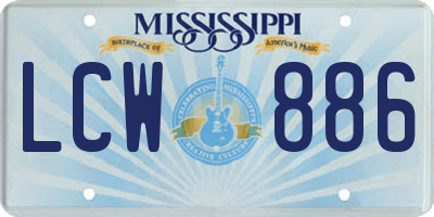 MS license plate LCW886