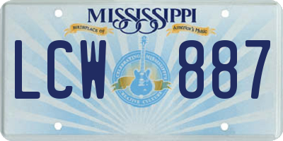 MS license plate LCW887
