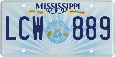 MS license plate LCW889