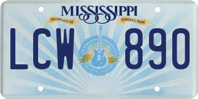 MS license plate LCW890