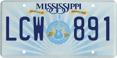 MS license plate LCW891