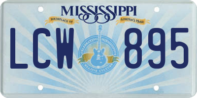MS license plate LCW895