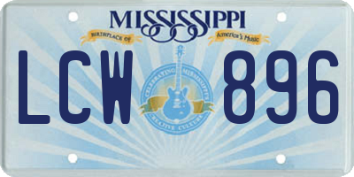 MS license plate LCW896