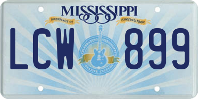 MS license plate LCW899