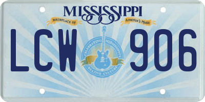 MS license plate LCW906