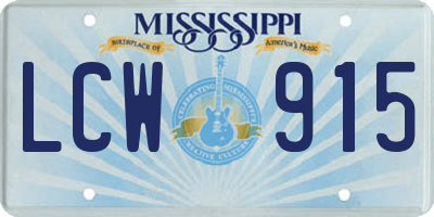 MS license plate LCW915
