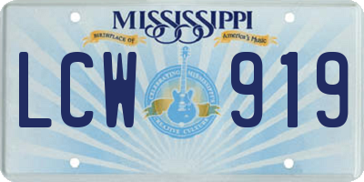 MS license plate LCW919