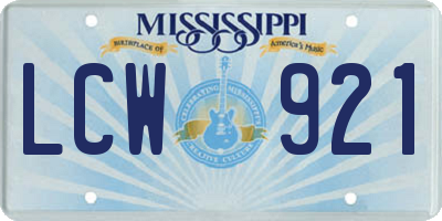 MS license plate LCW921