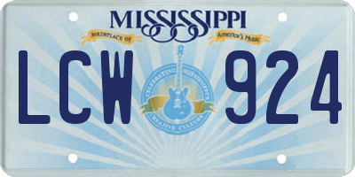 MS license plate LCW924