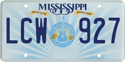 MS license plate LCW927