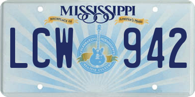 MS license plate LCW942