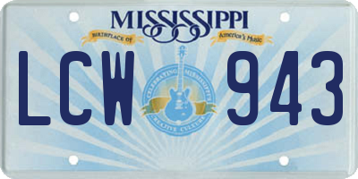 MS license plate LCW943