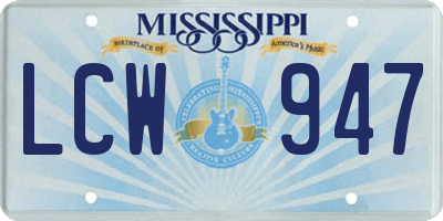 MS license plate LCW947