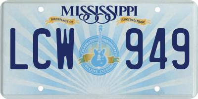 MS license plate LCW949