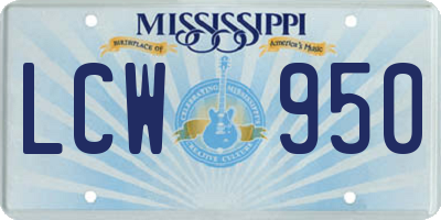 MS license plate LCW950