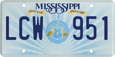 MS license plate LCW951