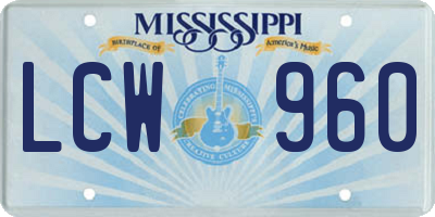 MS license plate LCW960