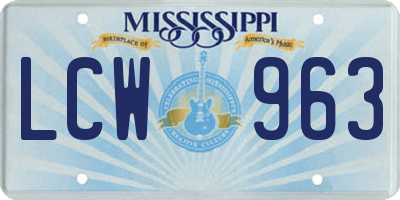 MS license plate LCW963