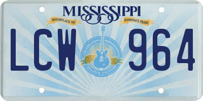 MS license plate LCW964