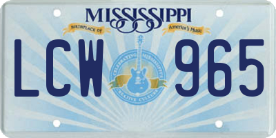 MS license plate LCW965