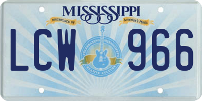 MS license plate LCW966